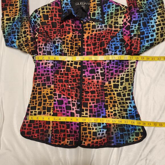 Silkland Multicolor Rainbow Sequin Lightweight Quilted Jacket, Size Medium - Picture 5 of 8